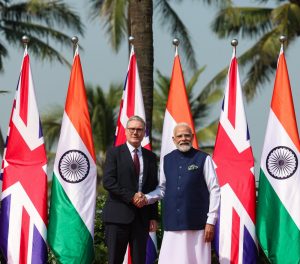 PM Narendra Modi and British PM Keir Starmer at Raj Bhavan