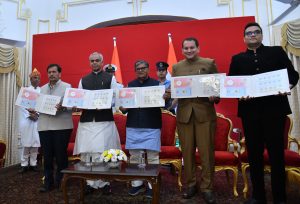 16.11.2025:  Maharashtra and Gujarat Governor Acharya Devvrat accompanied by Punjab Governor Gulabchand Kataria released a Postal Stamp and Commemorative Coin on the occasion of the 150th Birth Anniversary of Jain Saint and Freedom Fighter Acharya Jawahar Lal at Raj Bhavan Mumbai. The programme was organised by Jaskaran Bothra Foundation. Maharashtra's Minister of Skill Development Mangal Prabhat Lodha, Secretary to the Governor Dr Prashant Narnaware, Chief Post Master General Maharashtra Amitabh Singh, Trustee of Jaskaran Bothra Foundation Siddharth Bothra and others were present.
