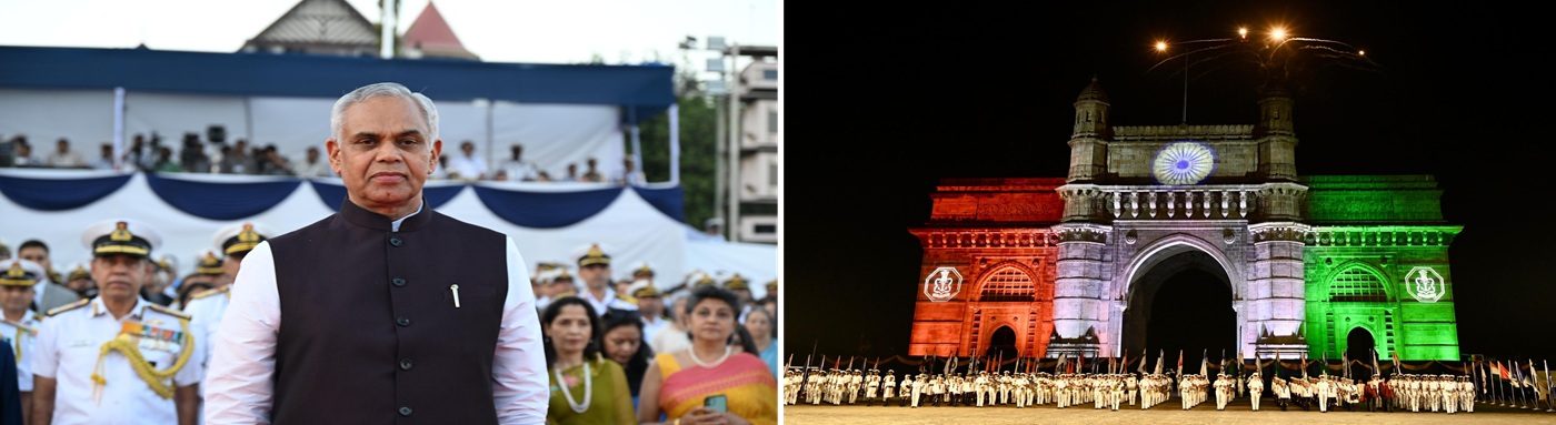 10.12.2025 : राज्यपालांच्या उपस्थितीत नौदलाचा ‘बिटींग रिट्रीट’ भव्यदिव्य समारंभ संपन्न