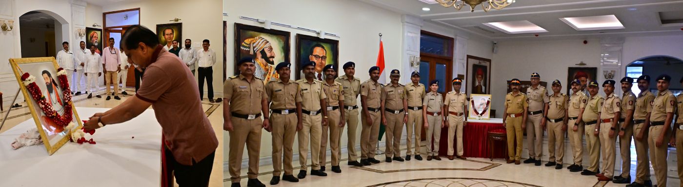 01.02.2026: संत रविदास महाराज यांच्या जयंतीनिमित्त महाराष्ट्र लोकभवन येथे संत रविदास महाराज यांच्या प्रतिमेस अभिवादन करण्यात आले. राज्यपालांचे परिवार प्रबंधक डॉ निशिकांत देशपांडे यांनी संत रविदास महाराज यांच्या प्रतिमेला पुष्पांजली अर्पण करुन अभिवादन केले. यावेळी लोकभवनातील अधिकारी, कर्मचारी व लो क भवन येथे कर्तव्यावर असलेले पोलीस अधिकारी व कर्मचारी यांनी संत रविदास महाराज यांच्या प्रतिमेला अभिवादन केले.