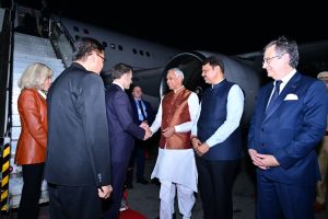 17.02.2026: President of the French Republic Emmanuel Macron arrived in Mumbai  for an important meeting with Prime Minister Narendra Modi. President Macron and the First Lady Brigitte were received at the Chhatrapati Shivaji Maharaj International Airport Mumbai by State Governor Acharya Devvrat and Chief Minister Devendra Fadnavis. Deputy Chief Minister Eknath Shinde, Deputy Chief Minister Sunetra Pawar, Minister of Protocol Jaykumar Rawal, and senior officials were also present to welcome the French President.