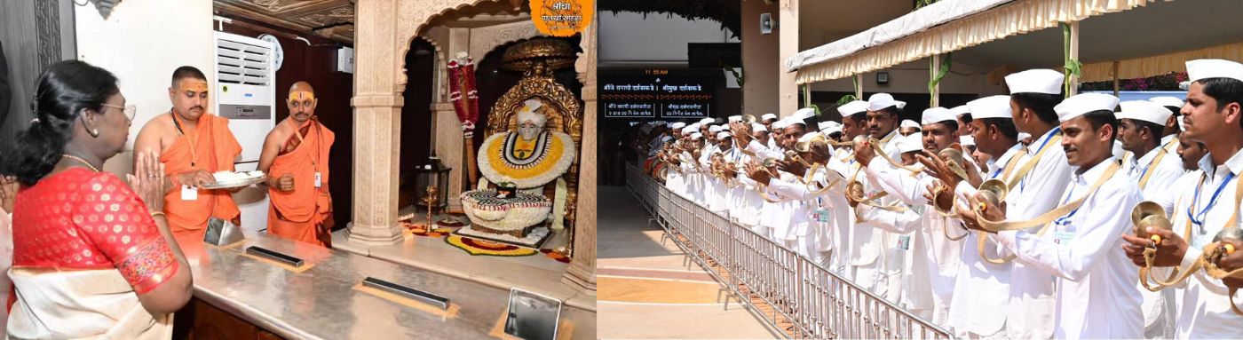 President Droupadi Murmu visits the Samadhi Shrine of Sant Gajanan Maharaj