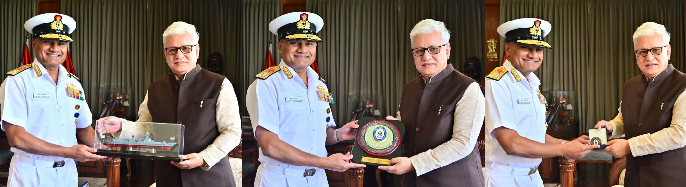Vice Admiral Krishna Swaminathan meets Governor