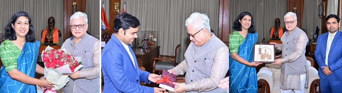 Collector of Mumbai City Anchal Goyal and Collector of Mumbai Suburban District Saurabh Katiyar meet Governor