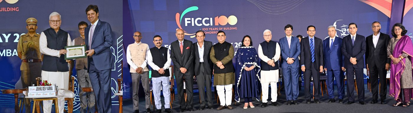 07.04.2026 : The Governor of Maharashtra Jishnu Dev Varma presided over the 99th Foundation Day of the Federation of Indian Chambers of Commerce and Industry (FICCI) and felicitated its past presidents in Mumbai. FICCI started in Mumbai at the instance of Mahatma Gandhi, will be celebrating its Centenary in the year 2027. Minister of Protocol Jaykumar Rawal, President of FICCI Anant Goenka, Sr Vice President Vijay Sankar, Director General Jyoti Vij, Secretary to the Governor Dr Prashant Narnaware and captains of Industry were present.