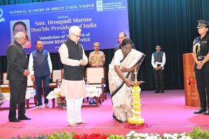 15.04.2026: President of India attends valediction ceremony of the 78th batch of Indian Revenue Service (Income Tax) Officer Trainees at the National Academy of Direct Taxes, Nagpur, 
The ceremony, held at the NADT auditorium, was attended by Governor Jishnu Dev Varma, Guardian Minister Chandrashekhar Bawankule, Central Board of Direct Taxes Chairman Ravi Agrawal, Director General Sibichen K. Mathew, Administrative Member Pankaj Kumar Mishra, and other dignitaries. Meritorious trainees of the batch were felicitated by the President.