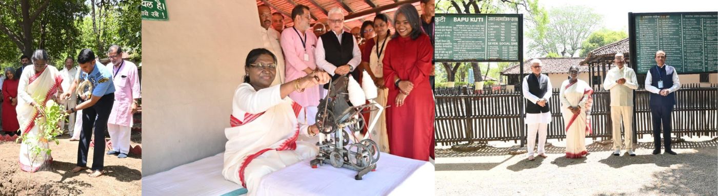 16.04.2026: President of India visits the ashram of the Mahatma Gandhi at Wardha