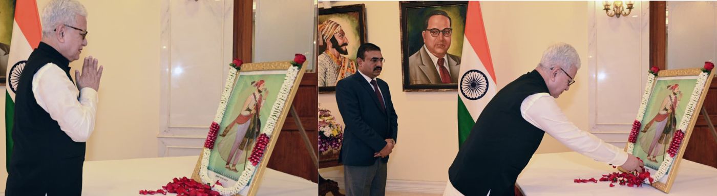 Governor Jishnu Dev Varma offers floral tributes to Chhatrapati Sambhaji Maharaj