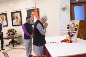 22.07.2026: Maharashtra Governor Jishnu Dev Varma offered floral tributes to the portrait of former Deputy Chief Minister of Maharashtra late Ajit Pawar on the occasion of his Birth Anniversary at Lok Bhavan Mumbai. Secretary to the Governor Dr. Prashant Narnaware, Joint Secretary S. Ramamoorthy, Comptroller of the Governor's Households Dr Nishikant Deshpande, staff and officers of Lok Bhavan and State police were present.