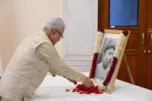 23.07.2026:  Maharashtra Governor Jishnu Dev Varma offered floral tributes to the portrait of Lokmanya Bal Gangadhar Tilak on the occasion of the 170th birth anniversary of Lokmanya Tilak at Lok Bhavan, Mumbai.   Secretary to the Governor Dr. Prashant Narnaware, Joint Secretary S. Ramamoorthy, Comptroller of the Governor's Households Dr Nishikant Deshpande, staff and officers of Lok Bhavan and State police were present.
