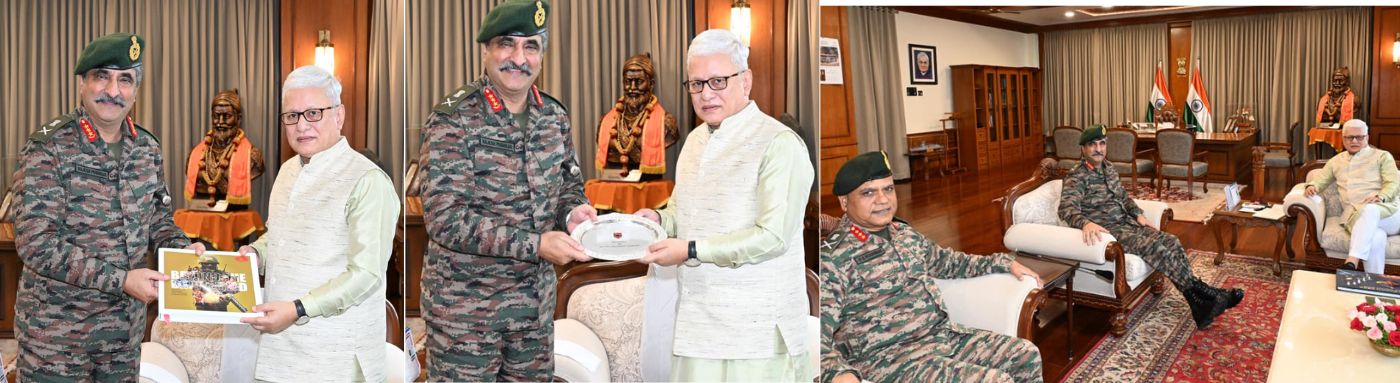 23.07.2026: भारतीय स्थलसेनेच्या दक्षिण विभागाचे प्रमुख अधिकारी ले. जन. राजेश पुष्कर, एव्हीएसएम, व्हीएसएम यांनी आज महाराष्ट्राचे राज्यपाल जिष्णु देव वर्मा यांची लोकभवन, मुंबई येथे सदिच्छा भेट घेतली. 
यावेळी भारतीय स्थलसेनेच्या महाराष्ट्र, गुजरात व गोवा विभागाचे प्रमुख अधिकारी ले. जन. डी. एस. कुशवाह, पीव्हीएसएम एव्हीएसएम, एसएम उपस्थित होते.