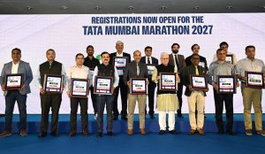 31.07.2026: The registration process for the Tata Mumbai Marathon, scheduled to be held on 17 January 2027, was formally launched by State Governor Jishnu Dev Varma in Mumbai. Congratulating the organisers, the Governor noted that the Mumbai Marathon has become the world's largest inclusive marathon in terms of participant numbers. He also expressed satisfaction that the marathon has been instrumental in promoting various social initiatives.  Vice Admiral Sanjay Vatsayan, Flag Officer Commanding-in-Chief of the Western Naval Command; Lt Gen D. S. Kushwah, GOC, Maharashtra, Gujarat and Goa Area; MD of Procam International Anil Singh; Joint Director Vivek Singh; and representatives of the marathon's sponsoring organisations were present.