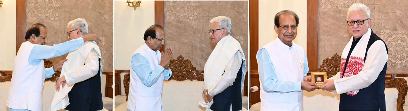 07.08.2026: असामचे माजी राज्यपाल जगदीश मुखी यांनी आज महाराष्ट्राचे राज्यपाल जिष्णु देव वर्मा यांची लोकभवन, मुंबई येथे सद‍िच्छा भेट घेतली