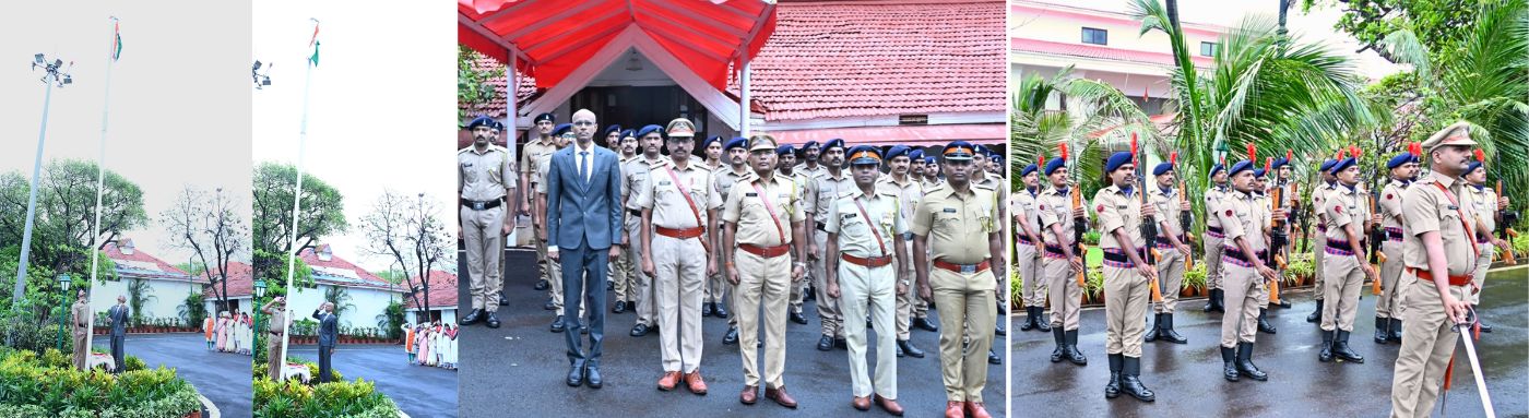 15.08.2026 : देशाच्या ८० व्या स्वतंत्र्य दिनानिमित्त आज लोकभवन मुंबई येथे राज्यपालांचे सहसचिव एस राममूर्ती यांच्या हस्ते ध्वजारोहण सोहळा संपन्न झाला. यावेळी लोकभवनातील अधिकारी व कर्मचारी तसेच राज्य पोलीस दलातील पोलीस अधिकारी व कर्मचारी उपस्थित होते.