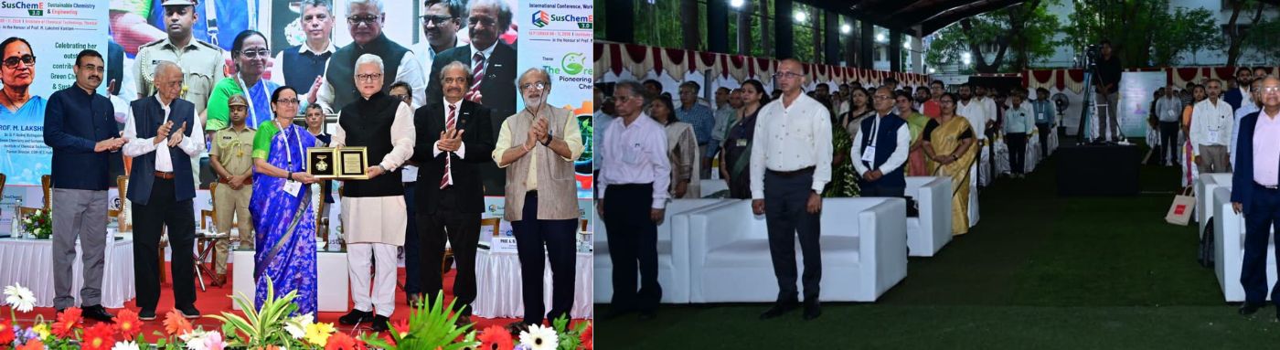 09.09.2026- हरित रसायनशास्त्र व शाश्वत अभियांत्रिकी क्षेत्रात अनन्यसाधारण योगदान देणाऱ्या ज्येष्ठ महिला वैज्ञानिक प्रा. एम. लक्ष्मी कांतम यांना बुधवारी राज्यपाल जिष्णु देव वर्मा यांच्या हस्ते रसायन तंत्रज्ञान संस्था येथे आयोजित आंतरराष्ट्रीय परिषदेत सन्मानित करण्यात आले. प्रा. लक्ष्मी कांतम यांच्या सन्मानार्थ रसायन तंत्रज्ञान संस्था माटुंगा मुंबई येथे संस्था तसेच भारतीय रसायनशास्त्र  संस्थेतर्फे संयुक्त विद्यमाने आयोजित केलेल्या शाश्वत रसायनशास्त्र व अभियांत्रिकी या विषयावरील आंतरराष्ट्रीय परिषदेच्या वेळी त्यांना सन्मानित करण्यात आले. राज्यपालांच्या हस्ते यावेळी ज्येष्ठ वैज्ञानिक पद्मविभूषण एम एम शर्मा यांना देखील सन्मानित करण्यात आले. परिषदेत महिला वैज्ञानिकांच्या कार्याचा देखील गौरव करण्यात आला. कार्यक्रमाला रसायन तंत्रज्ञान संस्थेचे कुलगुरू प्रा. अनिरुद्ध पंडित, आंतरराष्ट्रीय परिषदेचे अध्यक्ष व भारतीय रसायनशास्त्र संस्थेचे अध्यक्ष डॉ गणपती यादव, विज्ञान व तंत्रज्ञान विभागातील माजी सचिव पदमभूषण डॉ टी रामासामी, राज्यपालांचे सचिव डॉ प्रशांत नारनवरे, वैज्ञानिक, संशोधक, उद्योजक व विद्यार्थी उपस्थित होते.