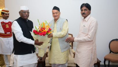 The Speaker of the Maharashtra Legislative Assembly Haribhau Bagade called on the Governor of Maharashtra Bhagat Singh Koshyari at Raj Bhavan in Mumbai