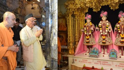 The Governor of Maharashtra Bhagat Singh Koshyari visited the Swami Narayana Mandir at Dadar, Mumbai.