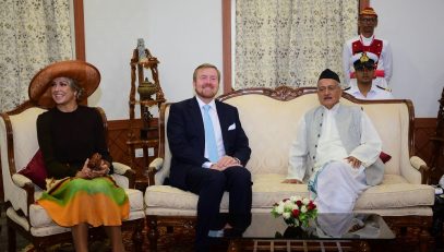 Governor Bhagat Singh Koshyari accorded a reception to the King of Netherlands Willem-Alexander and Queen Maxima at Raj Bhavan, Mumbai