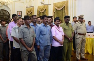 Governor Bhagat Singh Koshyari distributed sweets to the staff of Raj Bhavan Mumbai.