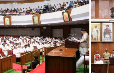 Governor Bhagat Singh Koshyari addressed the first session of Maharashtra State Legislature at Vidhan Bhavan in Mumbai. Chairman of Legislative Council Ramraje Naik Nimbalkar, Speaker of Legislative Assembly Nana Patole and Chief Minister Uddhav Thackeray and others welcomed to the Governor