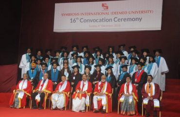 Vice President of India M Venkaiah Naidu accompanied by Governor Bhagat Singh Koshyari conferred degrees to graduating students at the 16 th Convocation of the Symbiosis university in Pune