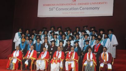 Vice President of India M Venkaiah Naidu accompanied by Governor Bhagat Singh Koshyari conferred degrees to graduating students at the 16 th Convocation of the Symbiosis university in Pune
