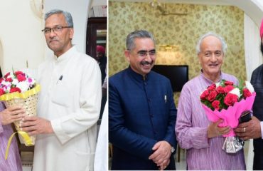 Chief Minister of Uttarakhand Trivendra Singh Rawat today met Maharashtra Governor Bhagat Singh Koshyari at Raj Bhavan, Mumbai. Mayor of Dehradun Sunil Uniyal and Baljit Soni were also present.