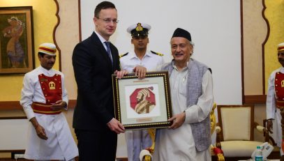 Hungary's Minister for Foreign Relations and Foreign Economic Cooperation Peter Szijjarto met the Governor of Maharashtra Bhagat Singh Koshyari at Raj Bhavan