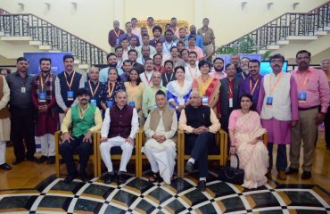 Governor Bhagat Singh Koshyari today attended the Valedictory session of the National Convention on ‘Elimination of Single Use Plastics: Possibilities and Opportunities for New India’ at Rambhau Mhalgi Prabodhini, Keshav Srushti, Uttan, Bhayandar Dist Thane. Dr Vinay Sahasrabuddhe, MP and Vice Chairman of Rambhau Mhalgi Prabodhini, Ravindra Sathe, Director General, Rambhau Mhalgi Prabodhini, Dr Niranjan Hiranandani, President of ASSOCHAM, Smt Rekha Mahajan were prominent among those present.  