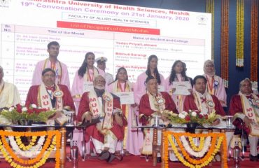 Governor and Chancellor Bhagat Singh Koshyari addressed the Convocation and  Degrees were awarded to 11409 students.  Guardian Minister Chhagan Bhujbal, Pro Chancellor and Medical Education Minister Amit Deshmukh, Vice Chancellor Dr Dileep Mhaisekar, Pro VC Dr Mohan Khamgaonkar, Dr T P Lahane, AYUSH Director Kuldeep Raj Kohli, were prominent among those present.