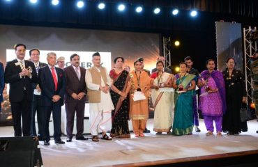 Governor Bhagat Singh Koshyari honoured family members of martyrs from our Armed forces who sacrificed their lives in the service of the motherland with the 26th SOL Lions Club Gold Awards at NMIMS University auditorium in Mumbai. Lion Dr Raju Manwani, Chief Promoter of the Gold Awards, SOL Lion Club office bearers and invitees were present