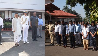 Two minutes silence was observed by Governor Bhagat Singh Koshyari as a mark of respect to the martyrs who laid down their lives for the country at Raj Bhavan, Mumbai. Officers and staff of Raj Bhavan, public works department and police personal were present