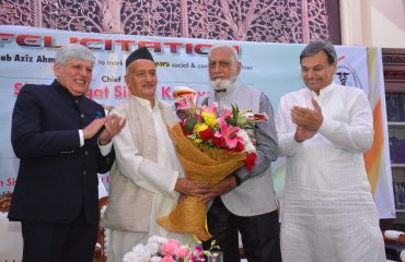 Governor Bhagat Singh Koshyari was felicitated social worker Aziz Makki at Mumbai. The felicitation was organized by the Anjuman I Islam at its Karimi Library complex in Mumbai. MP Hussain Dalwai, MLA Raees Shaikh, President of Anjuman I Islam Dr Zahir Kazi, Maulana Syed Athar Dehalvi were prominent among those presen