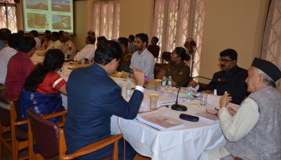 Governor Bhagat Singh Koshyari held a meeting with government officials at Mahabaleshwar and reviewed the progress of various developmental schemes. Chief Executive officer Sanjay Bhagwat, Superintendent of Police Tejaswi Satpute and officials of various department were present