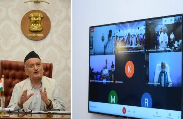 02.10.2020:  Governor Bhagat Singh Koshyari presided over the Deepotsav celebrations organized by the Mahatma Gandhi International Hindi University, Wardha on the occasion of the completion of 150th birth anniversary celebrations of Mahatma Gandhi through video conferencing.