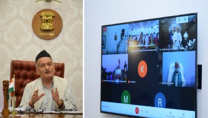 02.10.2020:  Governor Bhagat Singh Koshyari presided over the Deepotsav celebrations organized by the Mahatma Gandhi International Hindi University, Wardha on the occasion of the completion of 150th birth anniversary celebrations of Mahatma Gandhi through video conferencing.