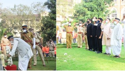 26.11.2021 : राज्यपालांनी मुंबई पोलीस हुतात्मा स्मारक येथे पुष्पचक्र अर्पण केले