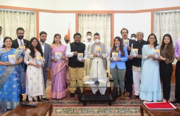 22.01.2022:  Governor Bhagat Singh Koshyari released the book 'COVID Warriors Diaries' authored by Mihir Kisan Bhoir at Raj Bhavan, Mumbai. Former Dean of Lokmanya Tilak Hospital Sion Dr Suleman Merchant, founder of Sai Leela Foundation Rashmi Upadhyaya, doctors Charuta Mandke, Dhiraj Kumar, Shefali Kesharwani, Vaibhavi Majgaonkar and Dr Pooja Pandey, Hemang Jangla, Shankar Munse and others were present.