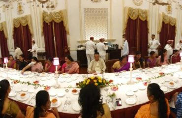 08.03.2022: Governor Bhagat Singh Koshyari hosted lunch in honour of 49 women staff of Raj Bhavan on the occasion of International Women's Day