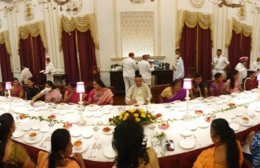 08.03.2022: Governor Bhagat Singh Koshyari hosted lunch in honour of 49 women staff of Raj Bhavan on the occasion of International Women's Day