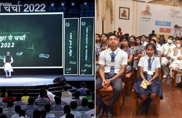 01.04.2022: Governor witnesses Pariksha Pe Charcha with Palghar, Colaba students