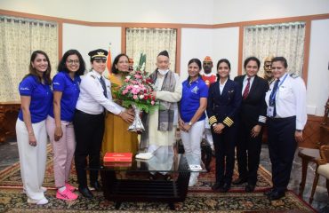 30.07.2022 : Delegation of Women Commercial Pilots meet Governor Koshyari