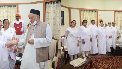 Rajyogini BK Shakudidi, BK Vandana and others tied the rakhi to the Governor