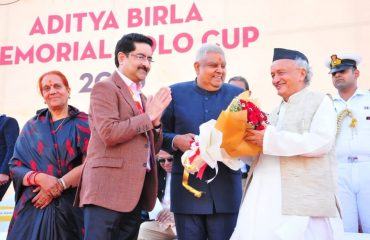 Vice President of India is welcomed at the finals of Aditya Birla Memorial Polo Cup 2023