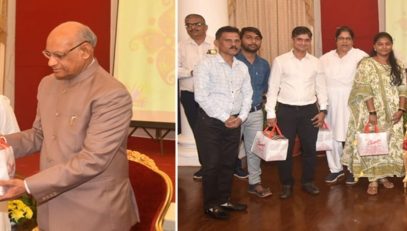 09.11.2023 : Governor distributes sweets to staff, workers on Diwali