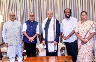 17.07.2024:  Members of Parliament Rajendra Gehlot, Sujeet Kumar, Tiruchi Siva and Sumitra Balmiki meets Governor