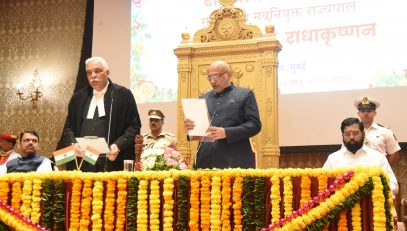 C. P. Radhakrishnan sworn in as new Governor of Maharashtra CM, Dy CM greet Governor