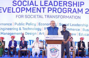 14.08.2024: Maharashtra Governor C.P. Radhakrishnan presided over the valedictory session of the Social Leadership Development programm-2024 organised by MIT World Peace University at its Campus at Kothrud, Pune. The Governor handed over the 'Social Leadership Baton' to the Youth Leaders of SLDP-2025. The Social Leadership Development Program (SLDP) 2024 was held at MIT World Peace University to instill social leadership values in first-year students. Founder President of MIT-WPU Dr. Vishwanath Karad, Executive President MIT, WPU Rahul Karad, Iron Man Maj Gen. Vikram Dev Dogra, (Retd), Vice Chancellor of MIT WPU Dr. R.M. Chitnis, Direcotors, Deans, Faculty of Board and students were present.