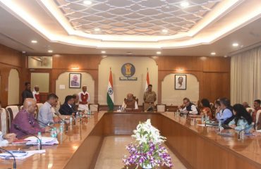 Governor witnesses a presentation on the evaluation survey conducted about the scheme of direct devolution of 5% of Tribal Sub Plan funds to Gram Panchayats in the Scheduled Areas