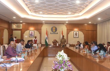 Governor witnesses a presentation on the evaluation survey conducted about the scheme of direct devolution of 5% of Tribal Sub Plan funds to Gram Panchayats in the Scheduled Areas